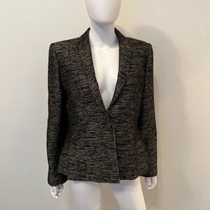 Lafayette 148 New York Metallic Mesh Tweed One-Button Blazer